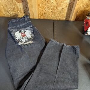 Men's Black Jeans with Embroidered Pocket